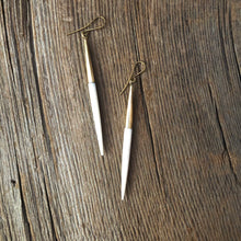 Load image into Gallery viewer, White Spike Brass Cap Earring
