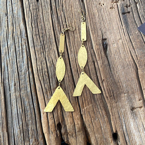 Long Brass Drop Earrings