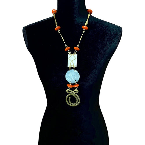 Swirl Grey & White African Pendant