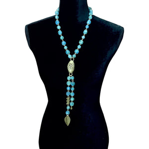 Recycled Glass Lariat with Ashanti Bead