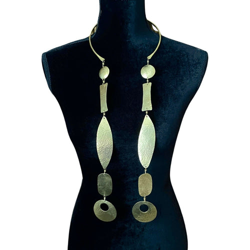 Double Brass Multi Shaped Necklace