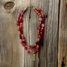 Load image into Gallery viewer, Red Bohemian Glass with Pendant Necklace