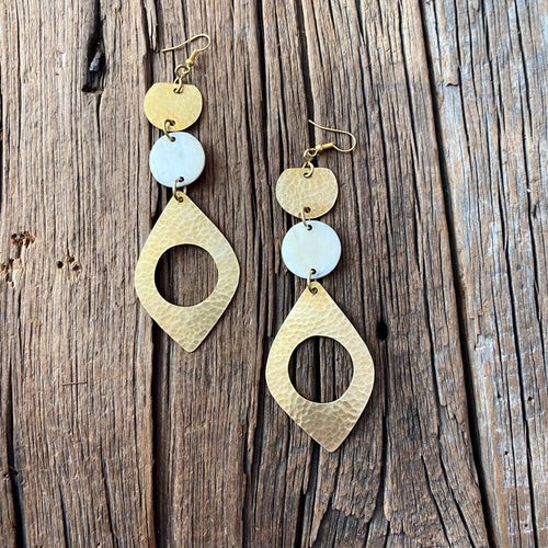 Brass Oval Drop Earrings