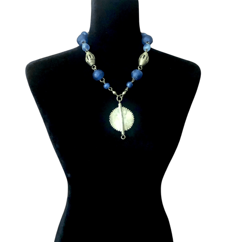 Cornflower Blue Glass Necklace