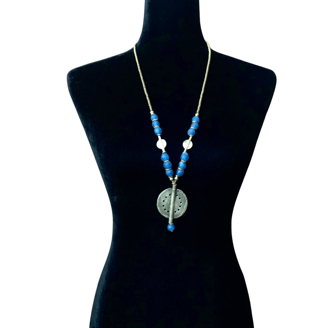 Blue Glass with Soul Bearer Necklace