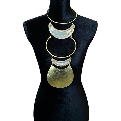 Brass Copper Shield Choker Pendant