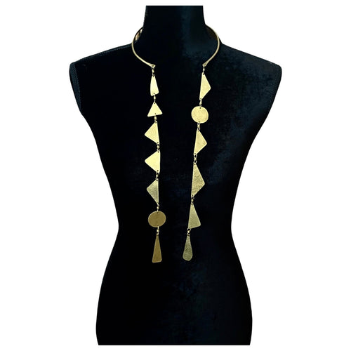 Double Brass Multi Shaped Necklace
