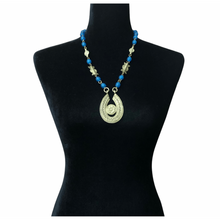 Load image into Gallery viewer, Blue Glass Necklace with Pendant