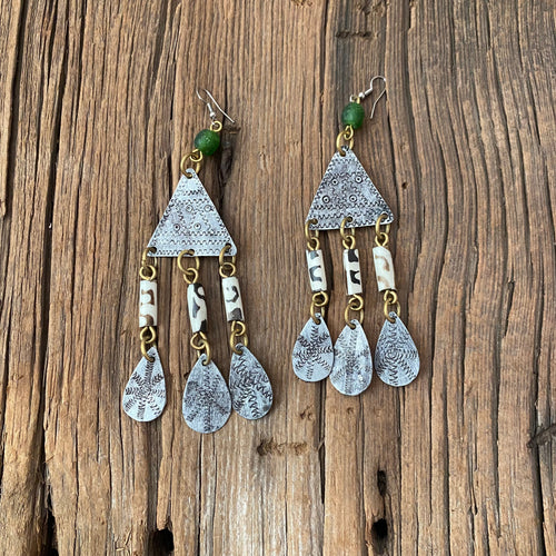 Metal Batik Triangle Earrings